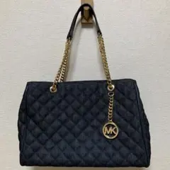 MICHAEL KORS ダークブルー トートバッグ ゴールドチェーン
