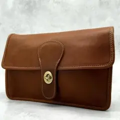 COACH オールドコーチ クラッチバッグ レザー ブラウン ターンロック