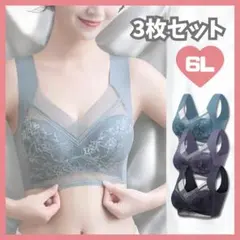 【6L】シームレスブラ ワイヤレス ノンワイヤー ナイトブラ 着痩せ 3枚 寒色