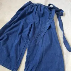 ダークブルー ガウチョパンツ リボン付き