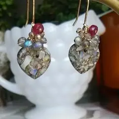 14kgf 天然石 コンポジットストーン　 秋の着せかえピアス