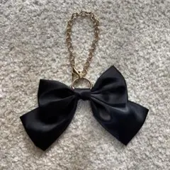 リボン　バッグチャーム　ブラック