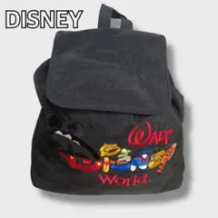 ☆ウォルトディズニーワールド☆バックパック☆刺繍キャラロゴ☆リュック☆黒