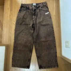 9090 N Logo Color Denimブラウンデニムパンツ