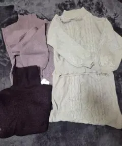 1枚あたり499円4枚セット！！ ケーブル編みタートルネックニット