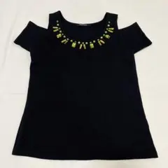 【きれいめ華やか】One Way ビジュー付き オープンショルダー カットソーのサムネイル