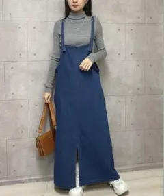デニムサロペット ジャンパースカート 重ね着 細見えオールシーズンオーバーオール