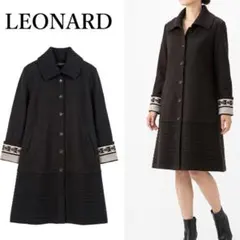 P526 美品 L レオナール ロゴ入りボタン 厚手 カーディガン レディースのサムネイル