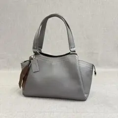 美品 LAVIN ランバン レザー ハンドバッグ シルバー