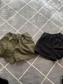 キッズ 女の子 ショートパンツ 2枚セット（カーキ・ブラック)姉妹コーデ