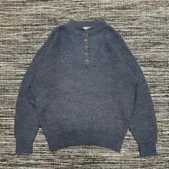 L.L.Bean 80s USA製 青杢 ヘンリーネックセーター