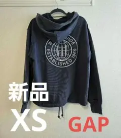 最終値下 新品 GAP バックロゴ パーカー ダークナイト 圧縮
