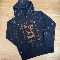 パーカー　トレーナー　フーディー　ブラック　ペイント柄　裏毛