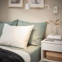 未使用 IKEA ドヴァーラ 枕カバー グレーグリーン 2枚入り