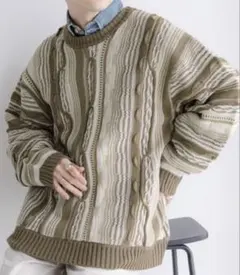 中古 RAGEBLUE 3Dジャガード/オーバーサイズクルーネックニット　L