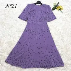 ヌメロヴェントゥーノ☆異素材切替え フレアワンピース 花柄 レース
