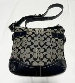 COACH コーチ シグネチャー キャンバス×レザー ショルダーバッグ ブラック