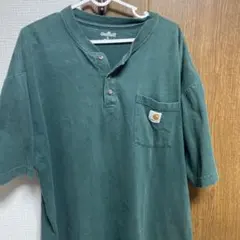 Carhartt ダークグリーン ヘンリーネック Tシャツ
