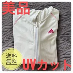 美品 アディダス スポーツパーカー レディース M 白 ピンク ランニング UVのサムネイル