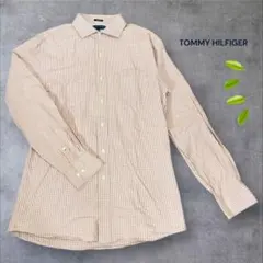 【TOMMY HILFIGER 】スリムフィット 長袖シャツ オレンジ系チェック