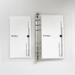 【1点のみ】韓国　貯金　バインダー　リフィル　曜日別　パールホワイト