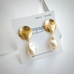 ゴールド パール ピアス イヤリング ブライダル 卒入園 ハンドメイド