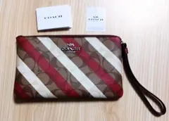 【新品】COACH ストライプ柄 リストレット ポーチ
