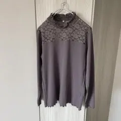 【SHOO-LA-RUE】上品レース切り替え ハイネックリブカットソー（LL）