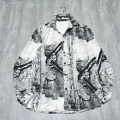 ZARA ザラ M アブストラクトプリント シャツジャケット デニム
