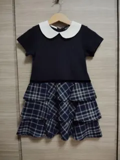 EASTBOY 半袖ワンピース ネイビー/ホワイト120☆フォーマル