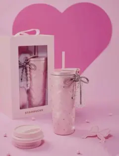 中国スターバックス　ステンレスタンブラー　ラインストーン　バレンタイン　チャーム