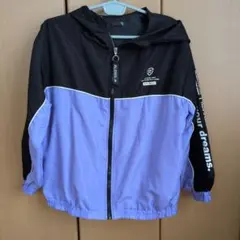 フード付きナイロンジャケット 黒/紫