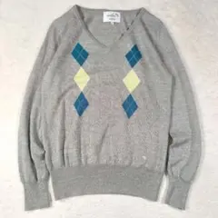 アーノルドパーマー アーガイル柄 Vネックニット グレー 長袖 3