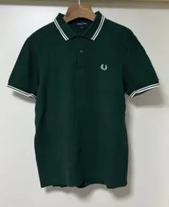 人気 フレッドペリー ポロシャツ 鹿の子 グリーン 月桂樹ロゴ Mサイズ