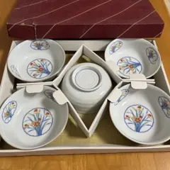 和食器　小鉢　5個セット　白/金縁/花柄