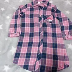 Smiling チェック柄長袖ロングシャツ 120cm