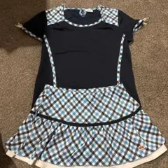 スカート付きテニスウェア ネイビーと水色のチェック エレッセ