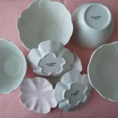 Aimable 花型食器セット 中鉢4個 小皿５枚