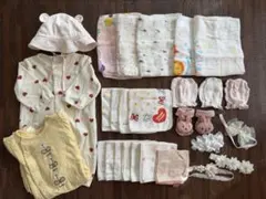 新生児　新生児セット　ベビーロンパース　ガーゼ　ミトン　ベビー靴下　ベビー帽子