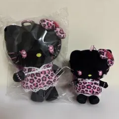 マスコットポーチ　ミニマスコット　ギャル3￼ ￼ハローキティ　黒　セット