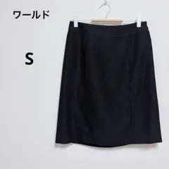 ワールド　膝丈タイトスカート　無地　ブラック　シンプル　きれいめ　上品　シックのサムネイル
