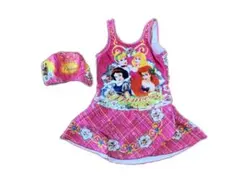 【匿名配送】ディズニー　プリンセスデザイン スカート付き水着&帽子　セット