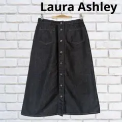 Laura Ashley ローラアシュレイ　デニムスカート　黒　ミドル丈　9号
