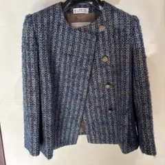 LINTON ツイード ノーカラージャケット 9号