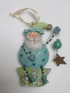 青と緑のサンタクロースオーナメント