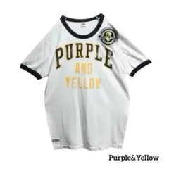 Purple & Yellow パープル＆イエローリンガーTシャツ刺繍ロゴ古着