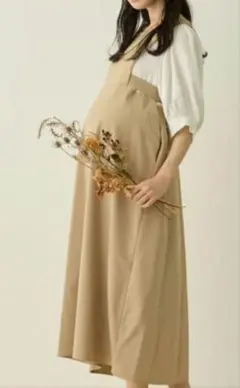 美品 honono 授乳服 ドッキングワンピース M ベージュのサムネイル