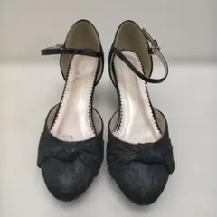 NICOLE Selection ブラック レース パンプス 260108-6