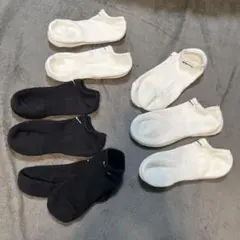 NIKE くるぶし下ソックス 中古きれい　白6足　黒3足　23-25 学校用