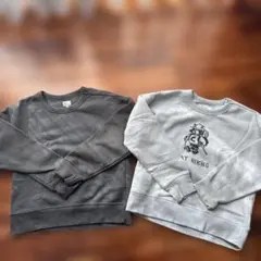 coen 薄い水色・ダークグレー トレーナー 2点セット